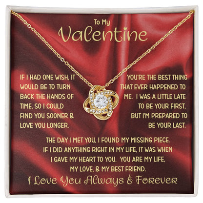 My Valentine Red Love Knot Necklace