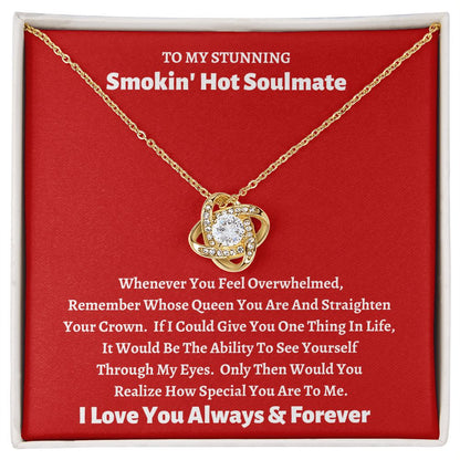 Stunning Smokin' Hot Soulmate Love Knot Necklace Red