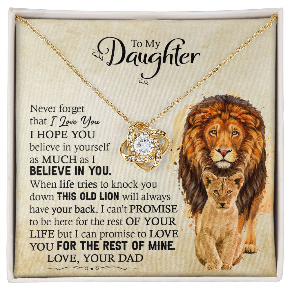 Daughter Dad Old Lion Promise Love Knot Necklace