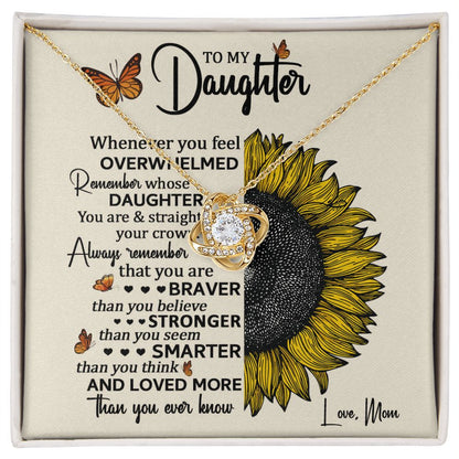 Daughter Sunflower Remember Love Knot Necklace