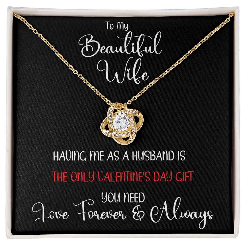 Beautiful Wife Only Gift Love Knot Necklace White