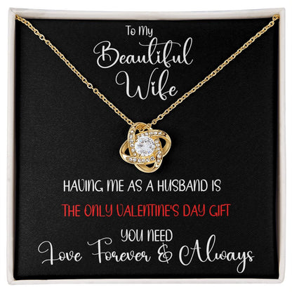 Beautiful Wife Only Gift Love Knot Necklace White