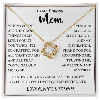 Amazing Mom Good Things Love Knot Necklace