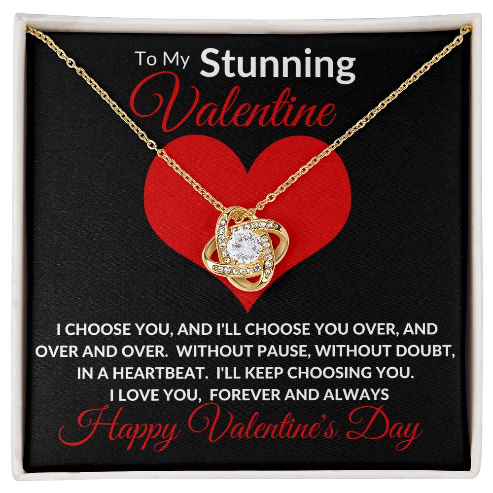 Stunning Valentine BLK Love Knot Necklace