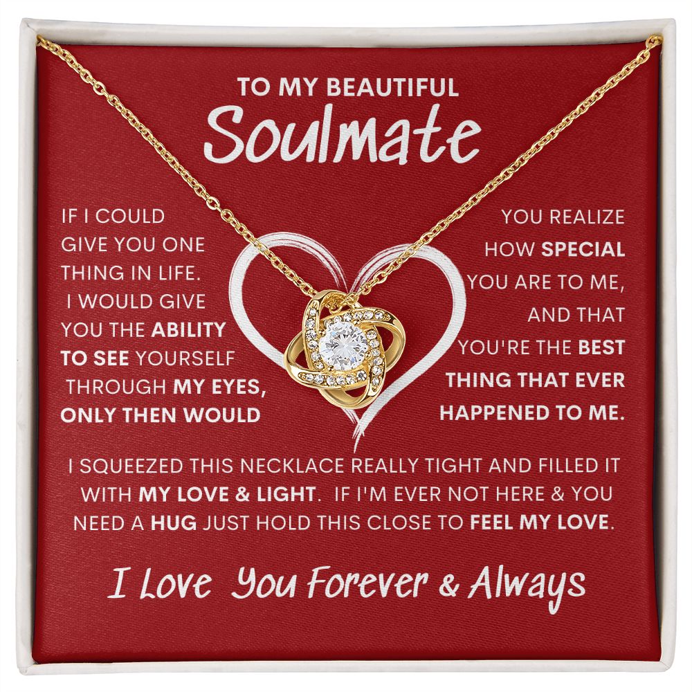 Beautiful Soulmate Special Big Red Heart Love Knot Necklace