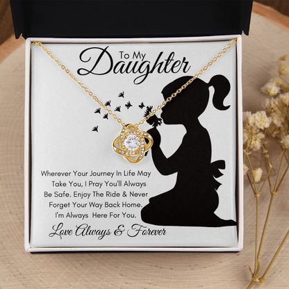Daughter Silhouette Journey / Love Knot Necklace