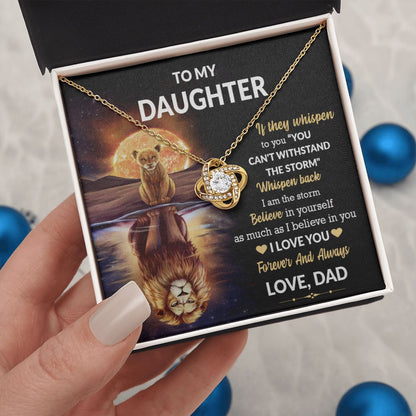 Daughter Lion Storm Whisper Love Knot Necklace