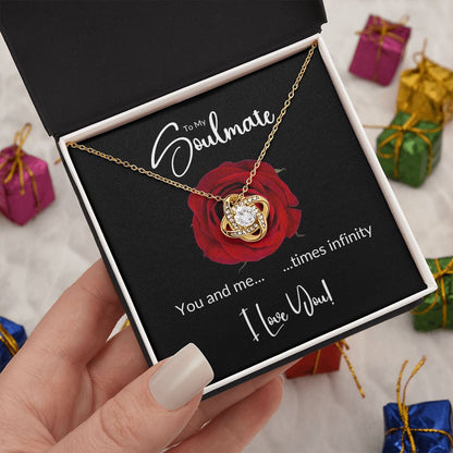 Soulmate Red Rose Infinity Love Knot Necklace