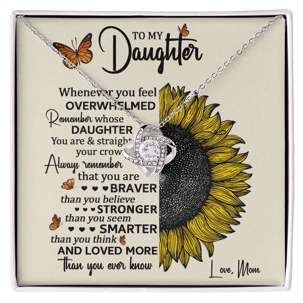 Daughter Sunflower Remember Love Knot Necklace