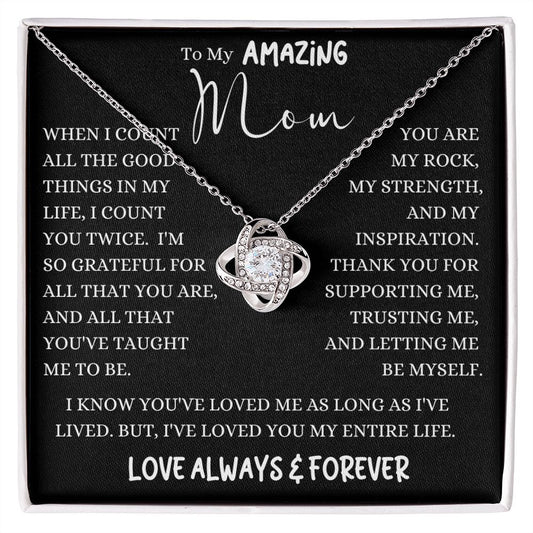 Amazing Mom Good Things Black Love Knot Necklace