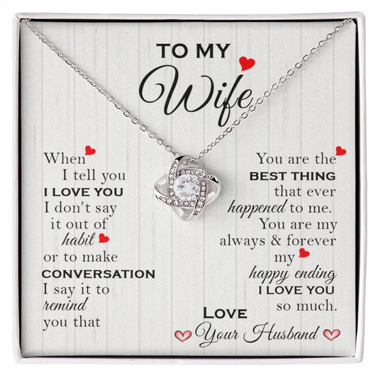Wife Best Thing Red Hearts Love Knot Necklace