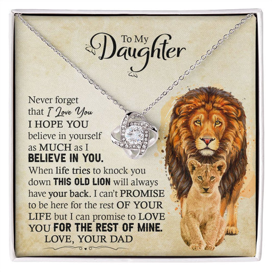 Daughter Dad Old Lion Promise Love Knot Necklace