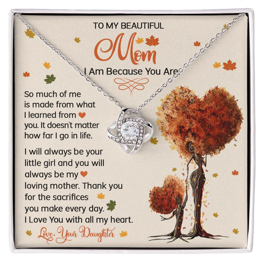 Mom Daughter I AM Love Knot Necklace