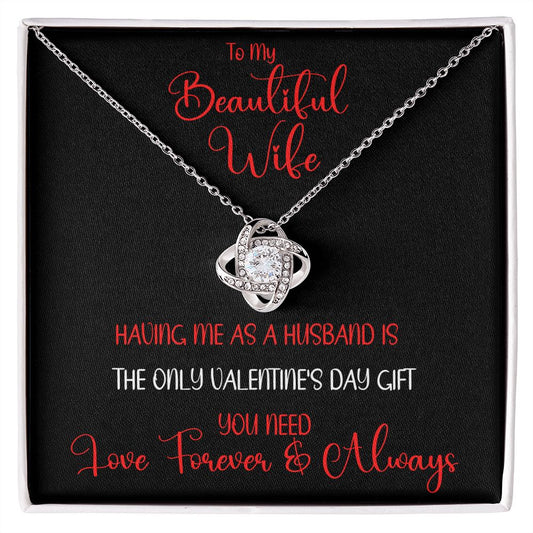 Beautiful Wife Only Gift Love Knot Necklace  Red