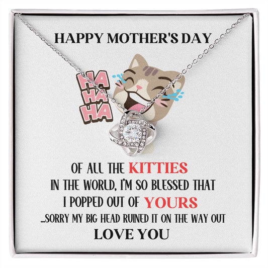 Mother's Day Your Brown Kitty Love Knot Necklace