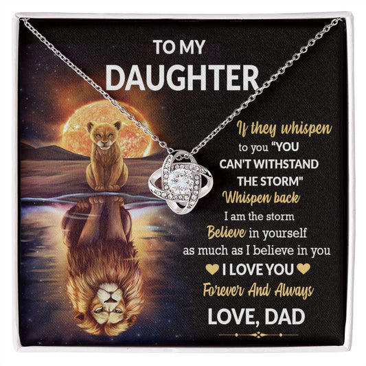 Daughter Lion Storm Whisper Love Knot Necklace