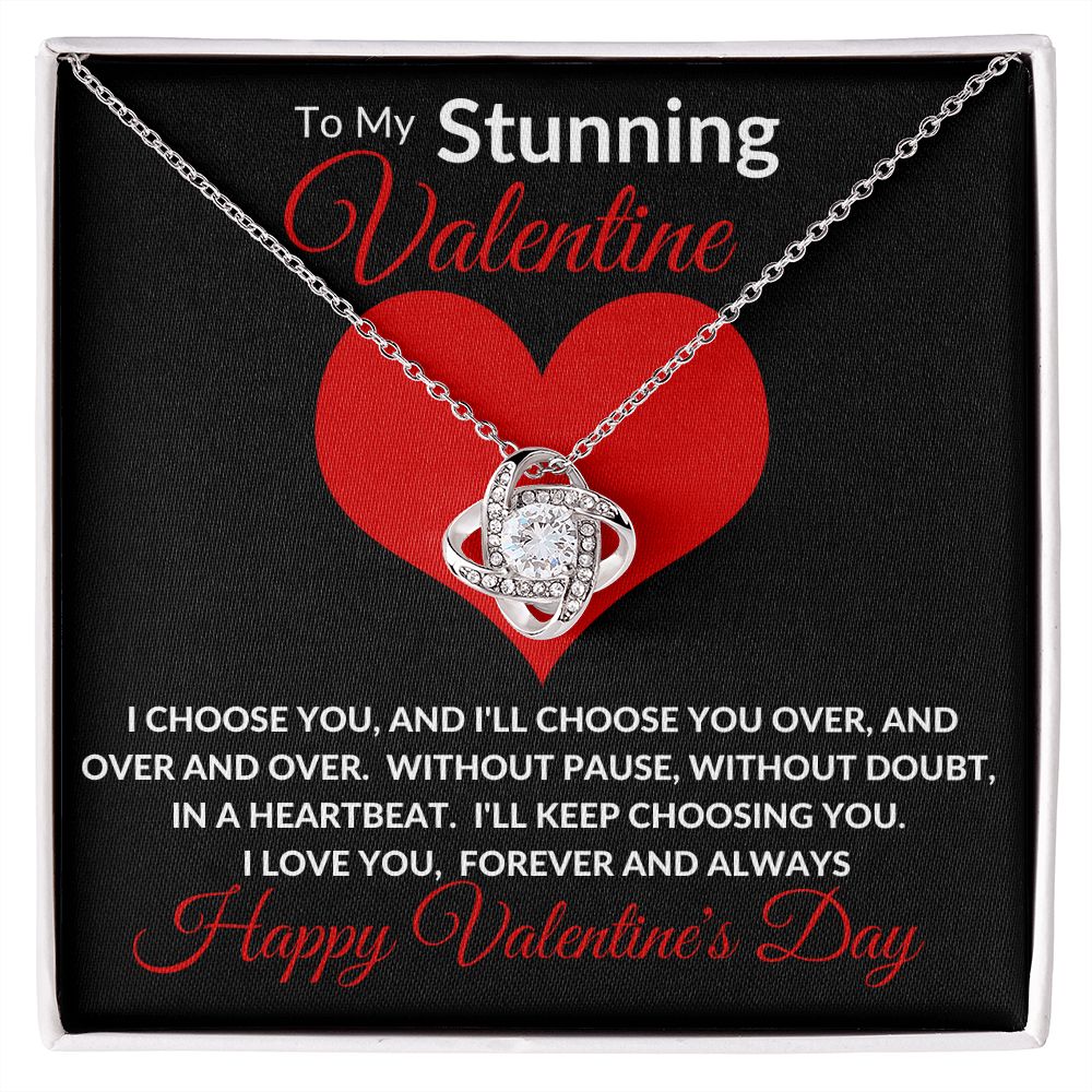 Stunning Valentine BLK Love Knot Necklace