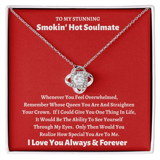 Stunning Smokin' Hot Soulmate Love Knot Necklace Red