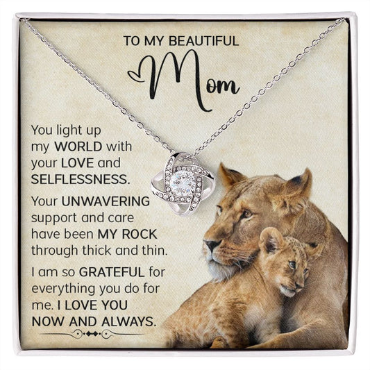Mom Lioness My World Love Knot Necklace