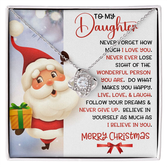 Daughter Santa Never Forget Love Knot Necklace