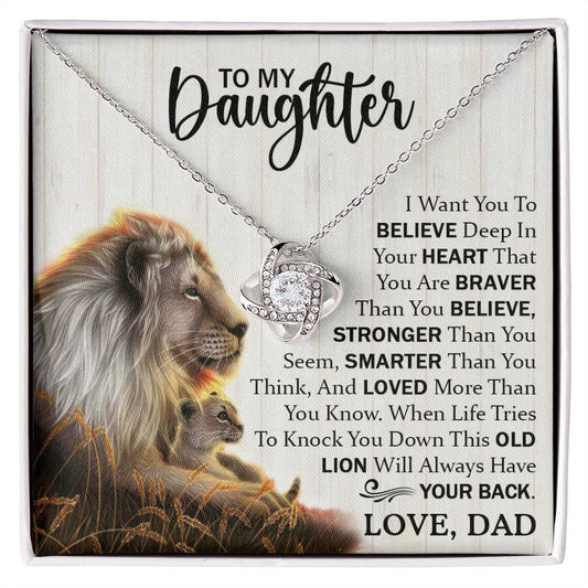 Daughter Dad Old Lion Believe Love Knot Necklace