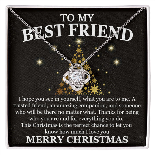 Best Friend Gold XMAS Tree Love Knot Necklace