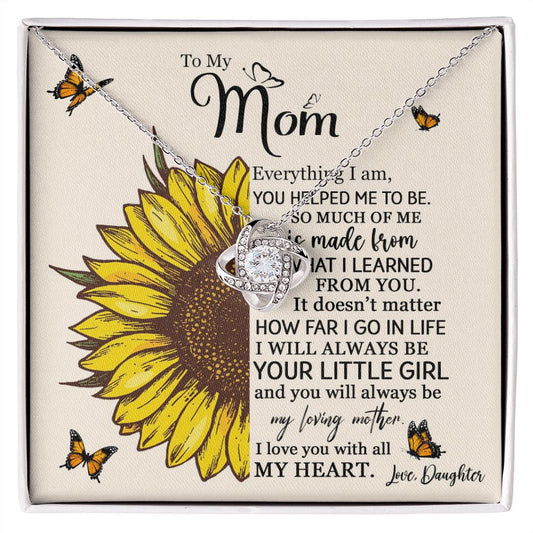 Mom Daughter Little Girl Sunflower Love Knot Necklace