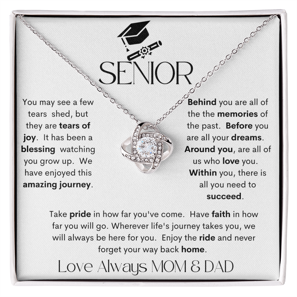 SENIOR WHITE / LOVE KNOT NECKLACE