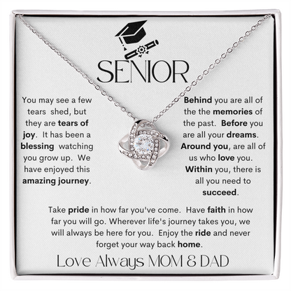 SENIOR WHITE / LOVE KNOT NECKLACE