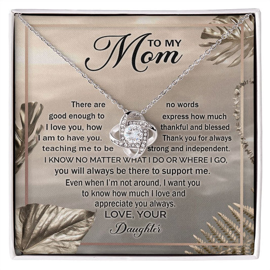 Mom Daughter No Words Love Knot Necklace