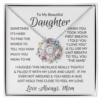 Beautiful Daughter Flower Ring Love Knot Necklace