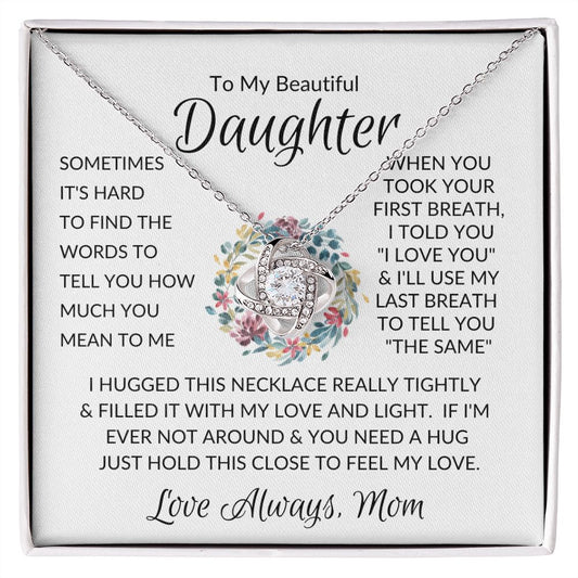 Beautiful Daughter Flower Ring Love Knot Necklace