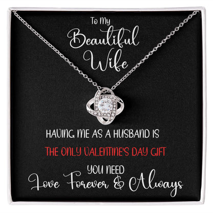 Beautiful Wife Only Gift Love Knot Necklace White