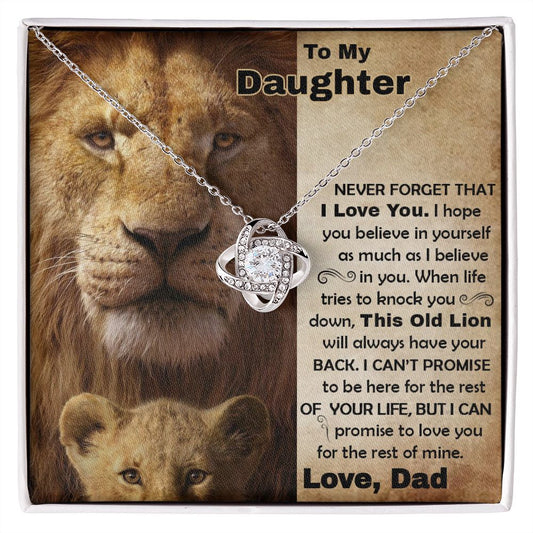Daughter Old Lion Back Love Knot Necklace