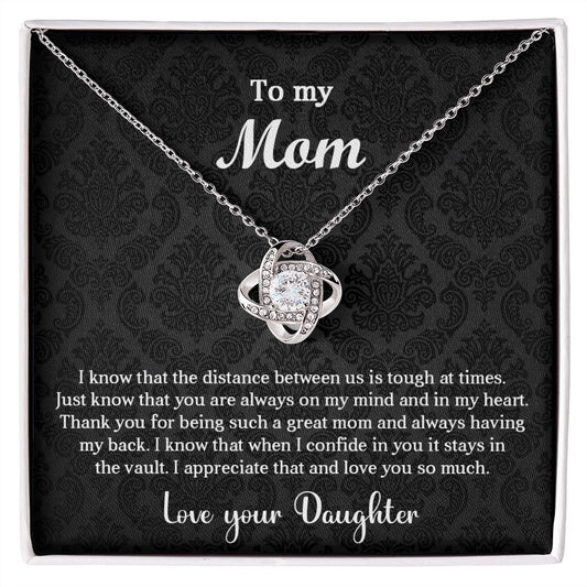 Mom Daughter Distance Love Knot Necklace