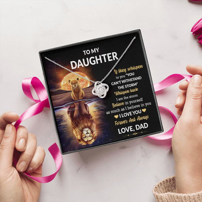 Daughter Lion Storm Whisper Love Knot Necklace