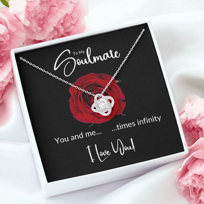 Soulmate Red Rose Infinity Love Knot Necklace
