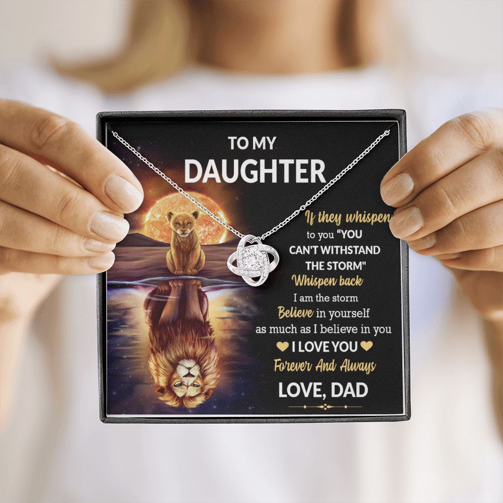 Daughter Lion Storm Whisper Love Knot Necklace
