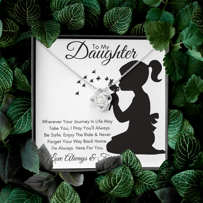 Daughter Silhouette Journey / Love Knot Necklace