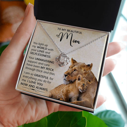 Mom Lioness My World Love Knot Necklace