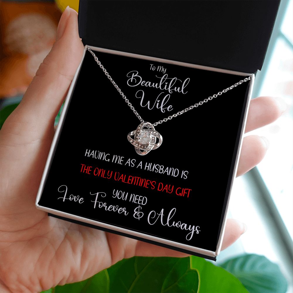 Beautiful Wife Only Gift Love Knot Necklace White