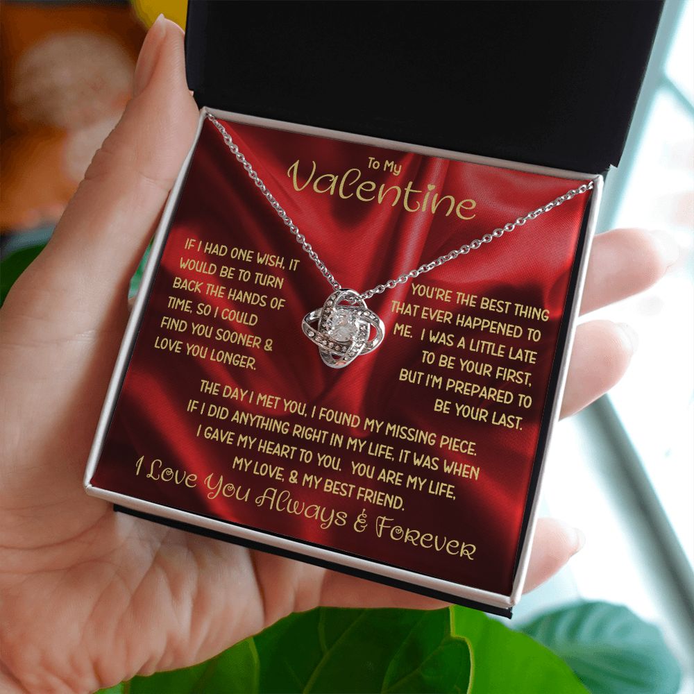 My Valentine Red Love Knot Necklace
