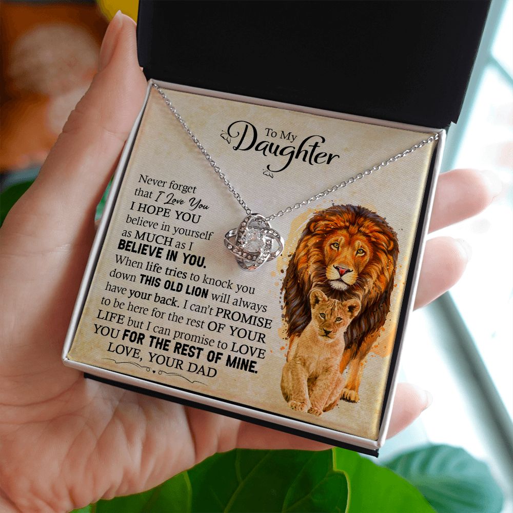 Daughter Dad Old Lion Promise Love Knot Necklace