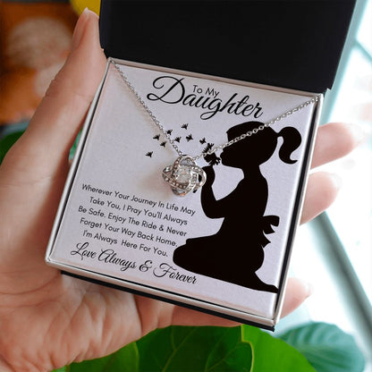 Daughter Silhouette Journey / Love Knot Necklace