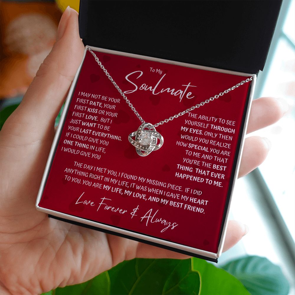 Soulmate Last Red Hearts Love Knot Necklace