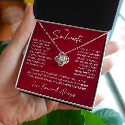 Soulmate Last Red Hearts Love Knot Necklace