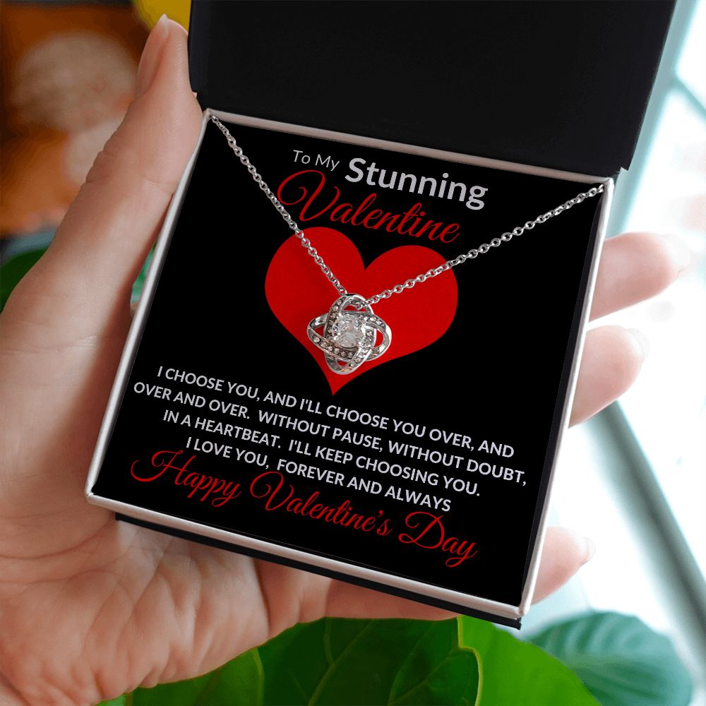 Stunning Valentine BLK Love Knot Necklace