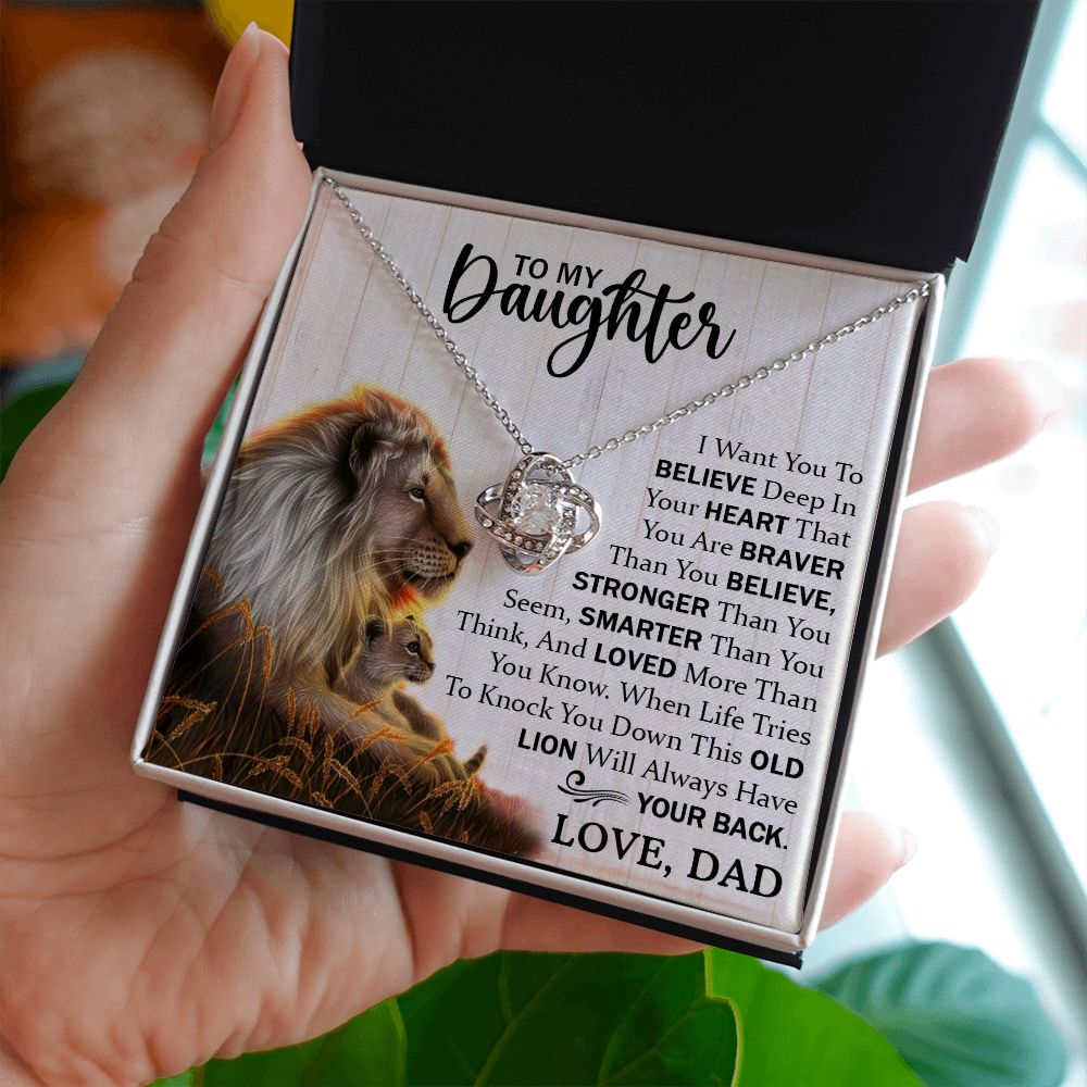 Daughter Dad Old Lion Believe Love Knot Necklace
