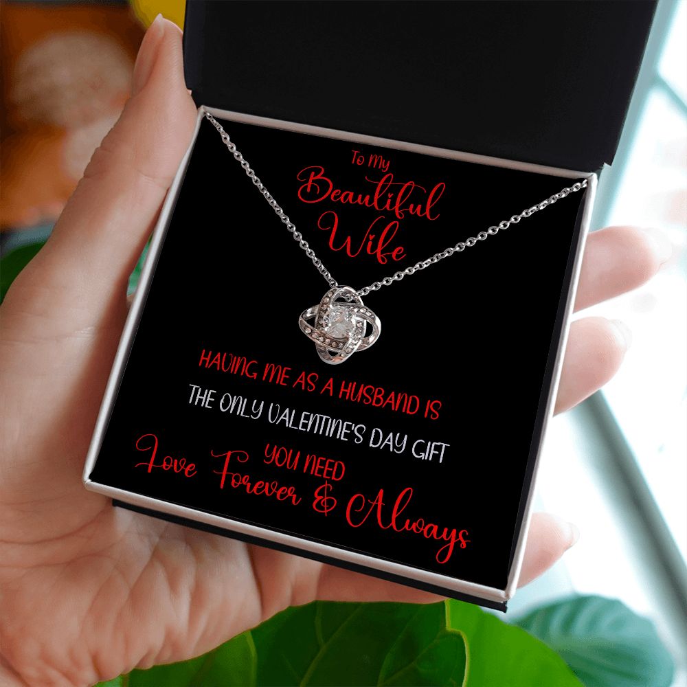 Beautiful Wife Only Gift Love Knot Necklace  Red