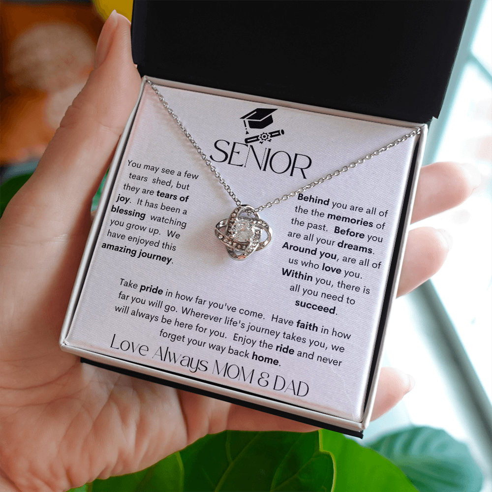 SENIOR WHITE / LOVE KNOT NECKLACE